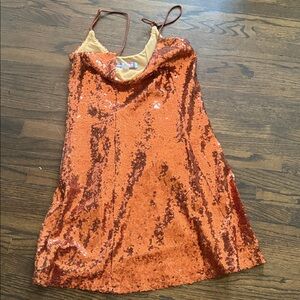 Urban Outfitters Orange Sequin Slip Dress